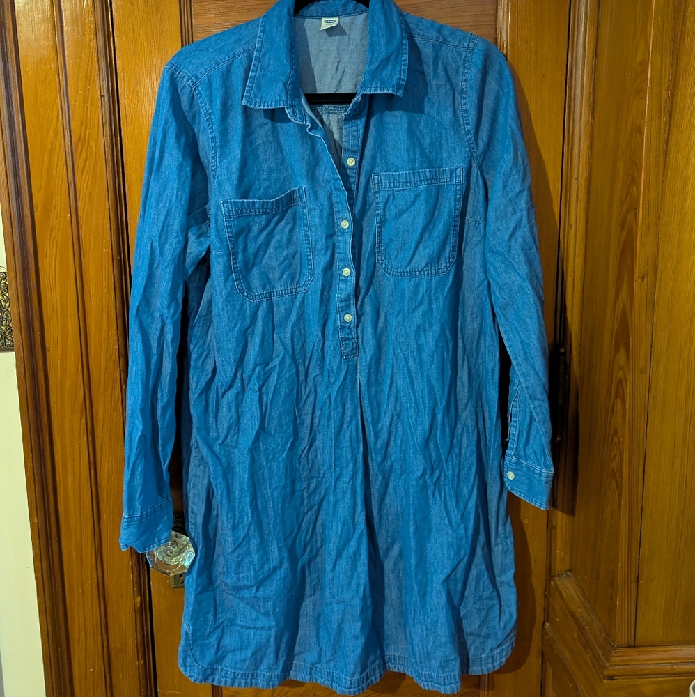 Old Navy Classic Blue Denim Shirt Dress